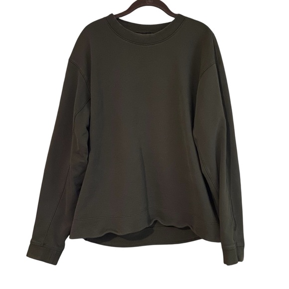 Lululemon French Terry Oversized Long Sleeve Crew Dark Olive Green XL M3DF8S - Picture 2 of 7